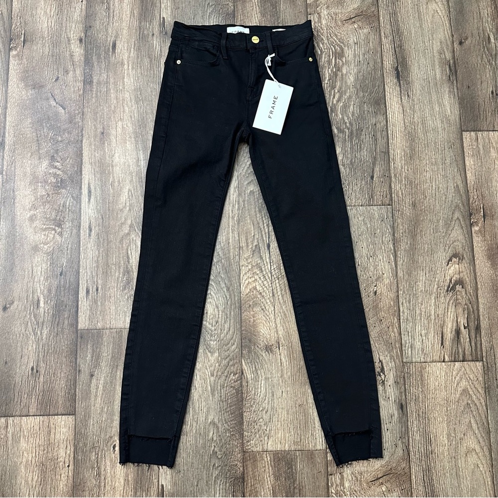 Frame Le High Skinny Cut Off Black Denim Jeans Pants Women’s Size 23